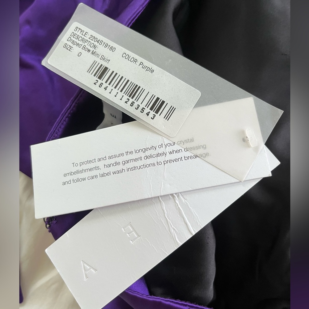 AREA Draped Bow Mini Skirt In Purple - Picture 9 of 14